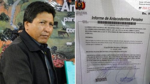 El viceministro de Tierras, Valentín Ticona tiene sentencia ejecutoriada por estafa