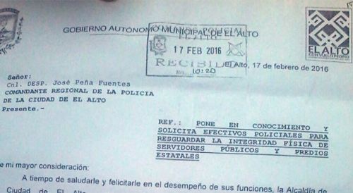 Gobierno admite que envió 18 policías a controlar El Alto y que pidió solicitud por escrito para intervenir